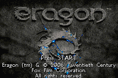 Eragon title screen for GameBoy Advance